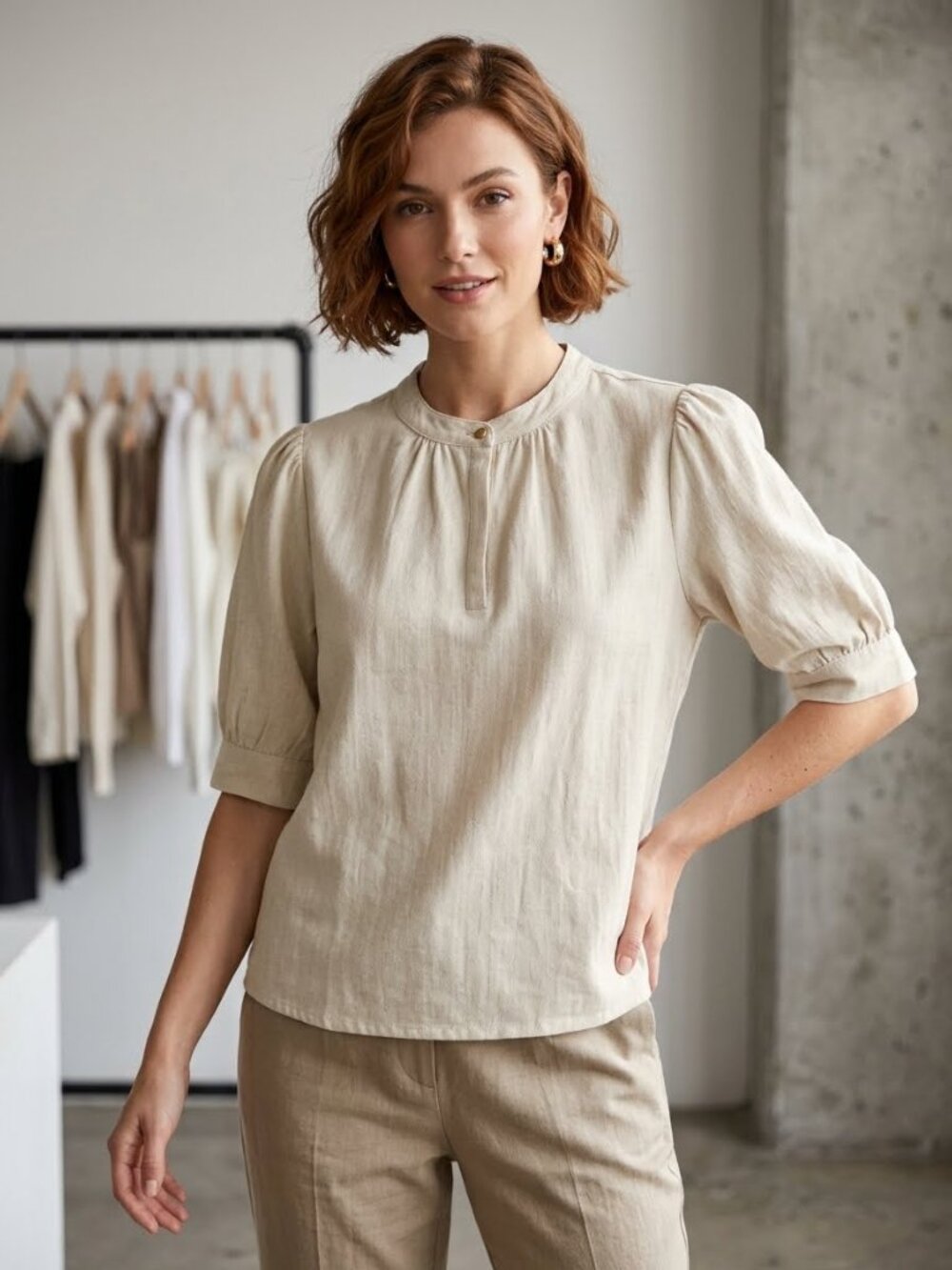 NWT Velvet Heart Almafi Popover Top Beige Size XL EcoVero